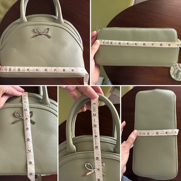 Betsey Johnson Sage Mint Green Satchel Top Handle Crossbody with Floral Pouch - Picture 15 of 16